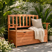 Zimtown Outdoor Cedar Storage Bench with Backrest and Armrest, Weather-Resistant Patio Deck Box, Large 44in