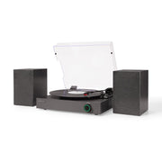 Crosley Zane 3-Speed Bluetooth Vinyl Record Player Turntable with Matching Stereo Speakers, LED Dial, Black, CR7503A-BK