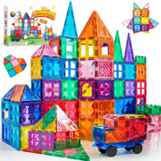 Joyfy Starshine Magnetic Tiles Building Set, 110 Pcs Colorful 3D Magnet Blocks for Kids Ages 3-8, Educational STEM Toy