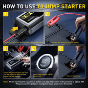 AUXITO Portable Jump Starter 6000A, 22000mAh 12V Battery Jump Box with Quick Charge Output, 3-Mode Flashlight, Silver, DY-T4
