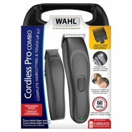 Wahl Cordless Pro Combo Hair Clipper and Touch Up Trimmer with Stainless Steel Rinseable Blades, Black, 60-Minute Battery Life, 3028040