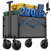 Gianna OC-YTC26MN-GY Small Folding Collapsible Wagon,220 LBS Utility Wagon Cart with Wheels, Adjustable Handle with Lightweight Design for Outdoor Beach Camping, Gray