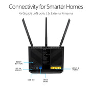 ASUS RT-AC65 AC1750 Dual-Band Wi-Fi Router with Lifetime Internet Security - Black