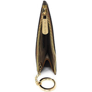 Michael Kors Jet Set Travel Small Top Zip Coin Pouch with ID Holder, Brown Acorn Saffiano Leather, Polished Gold Hardware, 35F8GTVP1B
