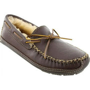 Minnetonka 3752 Men's Sheepskin Lined Moose Slipper Chocolate Moosehide 12