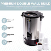 Alpha Living Electric Coffee Urn, 100 Cups Capacity, Stainless Steel Percolator Coffee Pot, Leak-Proof Tap, CU-1600