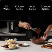 Chefman Countertop Microwave Oven, 0.7 Cu. Ft., 700 Watts, Black, 3 Presets, 10 Power Levels, RJ55-7-MX