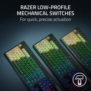 Razer BlackWidow V4 Low-Profile HyperSpeed Wireless Gaming Keyboard, Orange Mechanical Switches, Full Size, Black, RZ03-05270900-R3U1
