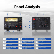 Jesverty Universal Compact Bench Power Supply, 30 Amp Regulated, Adjustable 9-15 Volt Output, Cooling Fan, Screw Type Terminals, SPS-30II