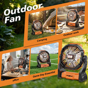 AiYchen Camping Fan with LED Lantern, 20000mAh Portable Battery Operated Outdoor Fan, Rechargeable Personal Fan for Travel, Hiking, Fishing, Picnic, Orange, X23