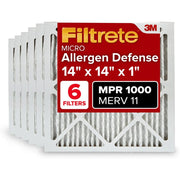 Filtrete 14x14x1 14x14x1-MERV11-MPR1000 AC Furnace Air Filter, MERV 11, MPR 1000, Micro Allergen Defense, (6 Pack)