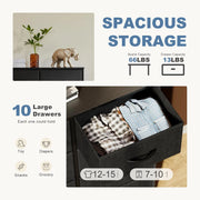 Yangming 10 Drawer Fabric Dresser for Bedroom, Black