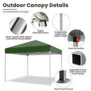 GVDV CE-12 10x10 ft Easy Pop up Outdoor Canopy Tent, Portable Straight Leg Gazebo Instant Canopy