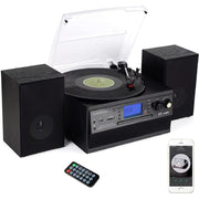 DIGITNOW M504 Bluetooth Record Player Turntable with Stereo Speaker, CD Player, Cassette, Radio, Aux in and SD Encoding, Remote Control, Audio Music Player Built in Amplifier