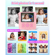 Byserten ABS-681 Kids 8MP Instant Print Portable Digital Cameras, Age 6-12 Pink