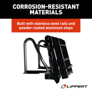 Lippert Pontoon Boat Ladder, Slip-Resistant Steps, Stainless Steel Handrails, Powder-Coated Aluminum, Saltwater Rated, 400 lb Capacity, 2025041871