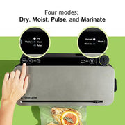 FoodSaver Premier Multi-Use Vacuum Sealer with Handheld Vacuum and Heat Sealer Combo, Stainless Steel, Built-In Roll Storage with Cutter, 4 Custom Settings, 2093601