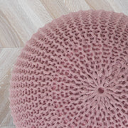Urban Shop Round Solid Print Polyester Pouf, Pink, Contemporary Accent Seat, 18 in