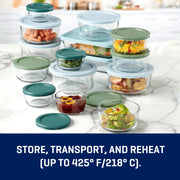 Anchor Hocking 15408WM25 32-Piece Glass Food Storage Containers with Colorful BPA-Free Lids