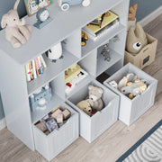 Homfa FMD-112 5 Cube Toy Storage Organizer with 3 Movable Drawers, Gray Finish