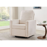 Delta Children Noah Upholstered Swivel Glider with Stain-Resistant LiveSmart Fabric, Almond, GREENGUARD Gold Certified
