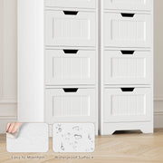 Homfa Bathroom Storage Cabinet, Freestanding Narrow 4-Drawer Organizer, White, 2 Pack