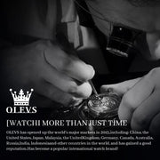 OLEVS Automatic Men's Skeleton Watch, Gold Plated Stainless Steel, Calendar, Moon Phase, Waterproof, Luminous