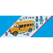 Playmobil City Life School Bus, 46-Piece Playset with Flashing Lights, Stop Sign, Removable Roof, 4 Figures, Accessories, Yellow