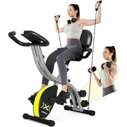 Pooboo X42801 Exercise Bike Folding Stationary Cycling Bicycle Indoor Upright Workout Exercise Bike with LCD Monitor Maximum Weight 300lb (Black)