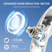 Absoke Portable Neck Fan, Bladeless Hands-Free Personal Cooling Fan, 360 Airflow, 3 Speeds, Rechargeable 4000mAh Battery, White