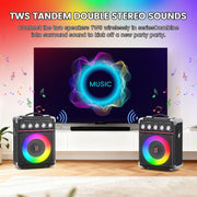 JYX Karaoke Machine Portable Bluetooth Speaker with 6.5-Inch Subwoofer, 2 Wireless Microphones, 12-Hour Battery, Black, TX05