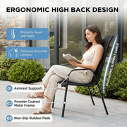 Pirecart 5-Piece Patio Dining Set with Square Glass Table and 4 Stackable Textilene Chairs, Black, BP1024