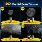 LAKWAR Astronomical Refracting Telescope, 70mm Aperture, 500mm Focal Length, 20-150X Magnification, Adjustable Tripod, Carry Bag, Tele-70500