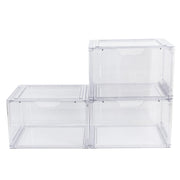Mainstays 24909 3 Pack Stackable Clear Glossy Plastic Drop Front Shoe Organizer, Adult Size, 1 Tier