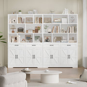 Hiphuta 71in Tall White Cube Bookcase with Drawers and Doors, 6-Tier Large Wooden Storage Cabinet for Home Office