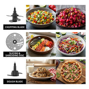 LINKChef Food Processor, 1000W All-Copper Motor, 9-Cup BPA-Free Bowl, 4 Presets, 3-Speed, Slicing and Shredding Discs, Kneading Blade, Black, FP-12