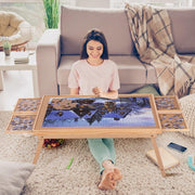 G TALECO GEAR PTZS008 Puzzle Board 1500 Pieces, Wooden Jigsaw Table w/4 Drawers & Cover, 34.3x26.5