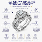 JeenMata RHJGJ1161sbLDWmns5 Round Cut Lab Grown Diamond Wedding Ring Set, Size 7