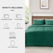 Mainstays 7-Piece Reversible Comforter and Sheet Set, King, Green, MS6436253269T4