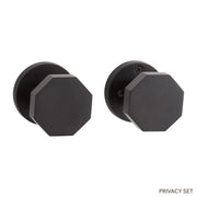 EH.RO.3075.20.L/R.BLK-NB-N - Contemporary Geometric Knob w/spring assistance Solid Brass Privacy Interior Door Set w/ Round Escutcheon ?- No Backset - Satin Black