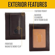 Carhartt Men's Oil Tan Full-Grain Leather Slim Bifold Wallet with RFID Blocking, Dark Brown