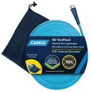 Camco EvoFlex2 50-Foot RV Drinking Water Hose, 5/8-Inch Inner Diameter, Blue, Expandable Fabric, 22579