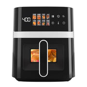 Bluebow 6QT Air Fryer, 8-in-1 Electric Hot Oven with Digital LED Touchscreen, Visible Window, 1500W, White