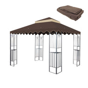 Leumius 10x10 Ft Outdoor Patio Gazebo Replacement Canopy, Double-Tier Wavy-Edged Roof, Brown, UV Protective, Weatherproof