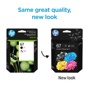 HP 3YP29AN#RFD 67 Original Black and Tri-Color Ink Cartridge 2-Pack, Standard Yield, Compatible with HP ENVY and DeskJet Printers