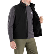 Carhartt Men's Galesburg Softshell Vest, Relaxed Fit, Water-Resistant, Wind Fighter Technology, Black, Large, 106439