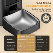 Oneisall FD-01 Automatic Cat Feeder, 3.5L Capacity, Dual Power, Stainless Steel Bowl, 6 Meals Per Day, Detachable Washable Design, Black