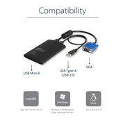 StarTech.com Portable USB 2.0 to VGA KVM Console Adapter with File Transfer and Video Capture, Black, NOTECONS02