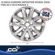 Coast To Coast International Impostor Wheel Skins, 18 in, Chrome, 5 Double Spokes, Snap-On, Set of 4, Compatible with 2017-2019 Mazda Mazda3
