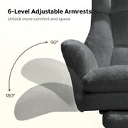 Patbrela Big and Tall Ergonomic Office Chair, Cloud Plush Swivel Desk Chair, 6-Level Adjustable Armrests, 135 Reclining Backrest, Gray, LBGYZ01-Gy